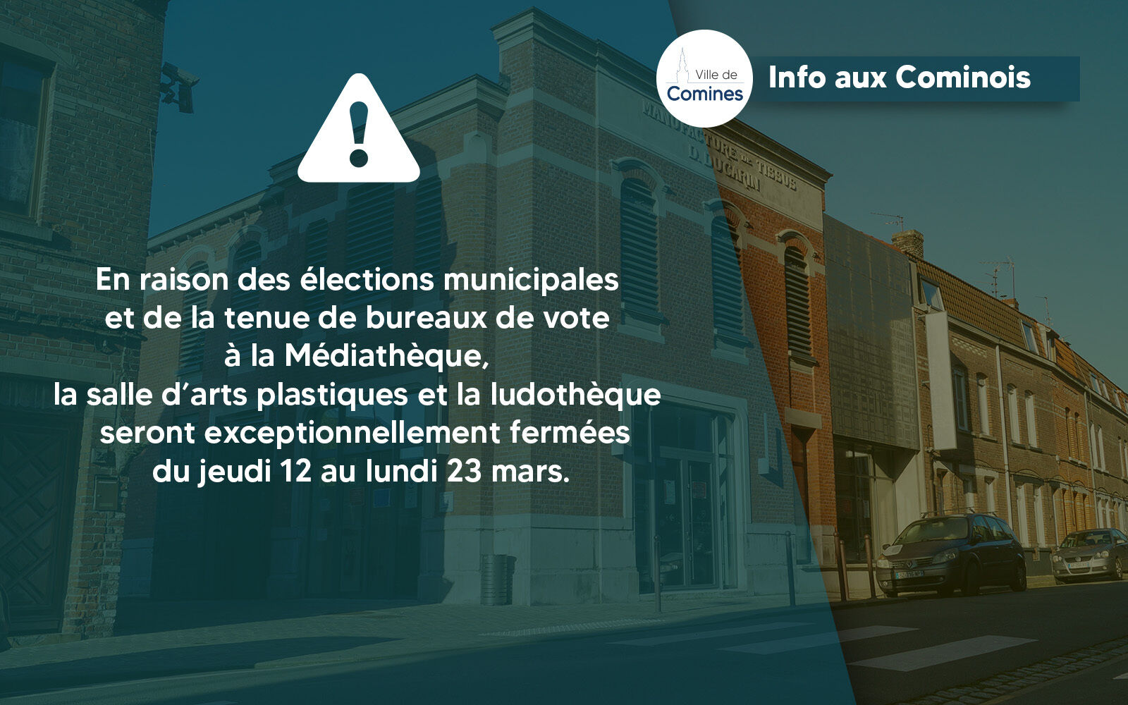 [Info aux Cominois] Fermeture exceptionnelle de la Médiathèque