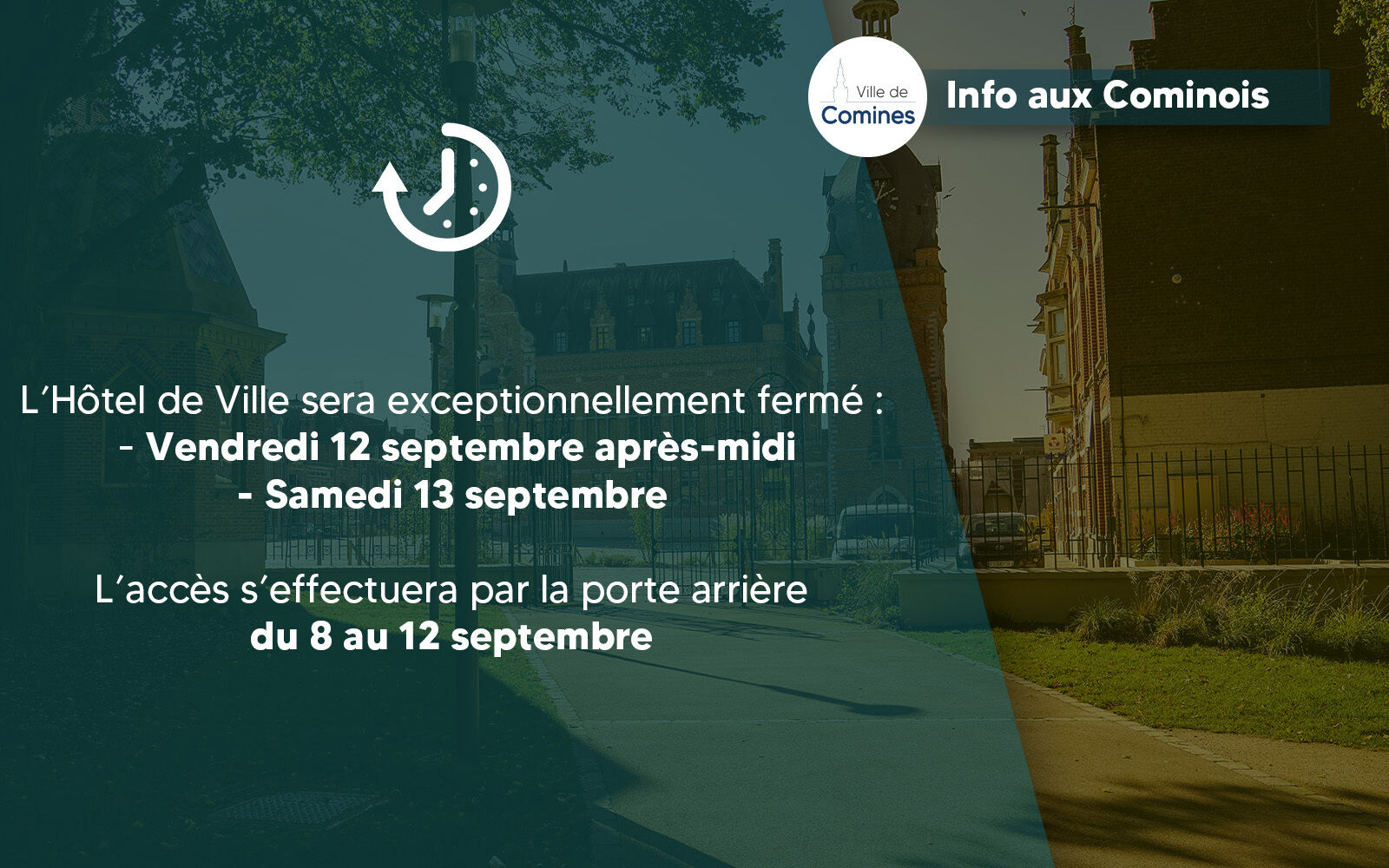 [Infos aux Cominois] Fermeture exceptionnelle de l'Hôtel de Ville 